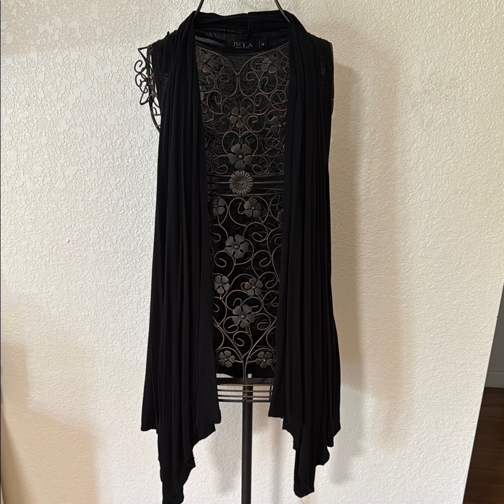 INC International Concepts Black Open Front Cardigan